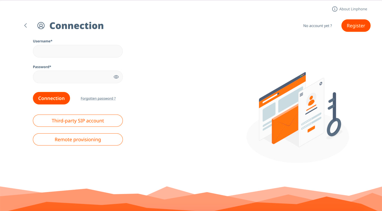 Linphone — кнопка Remote provisioning у вікні Connection
